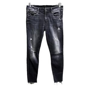 MOTHER Women’s Distressed Skinny Jeans - Distressed Black